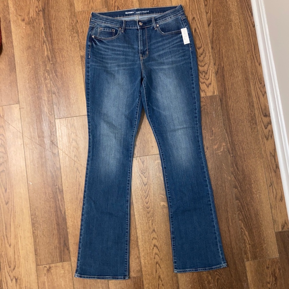 nwt OLD NAVY Curvy Profile BOOT CUT Mid Rise STRETCH Jeans Women's sz 12 TALL - Picture 2 of 14